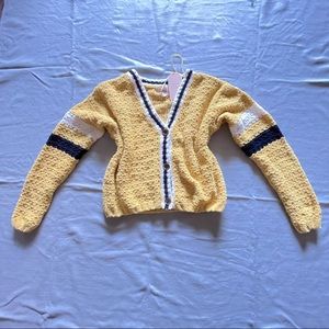 Mustard Yellow Knit Cardigan Sweater
